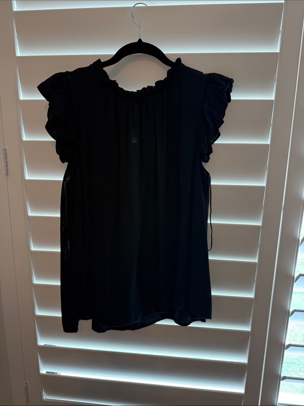 Black Ruffle Sleeve Women's Blouse